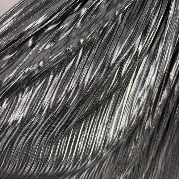 Socialite Metallic Midi Dress Silver Pleated XS NWT Ruched Bodice Holiday Party - Picture 4 of 13